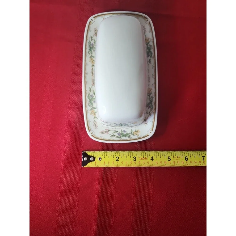 Vintage Bellegarden by Citation Porcelain Covered Butter Dish Floral Gold Trim